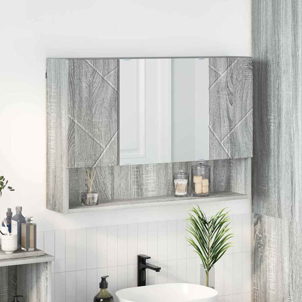 Mobiletto per specchio da bagno Grigio sonoma 80 x 17 x 55 cm 883360
