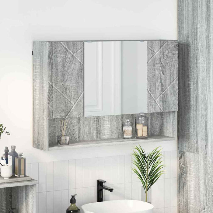 Mobiletto per specchio da bagno Grigio sonoma 80 x 17 x 55 cm 883360