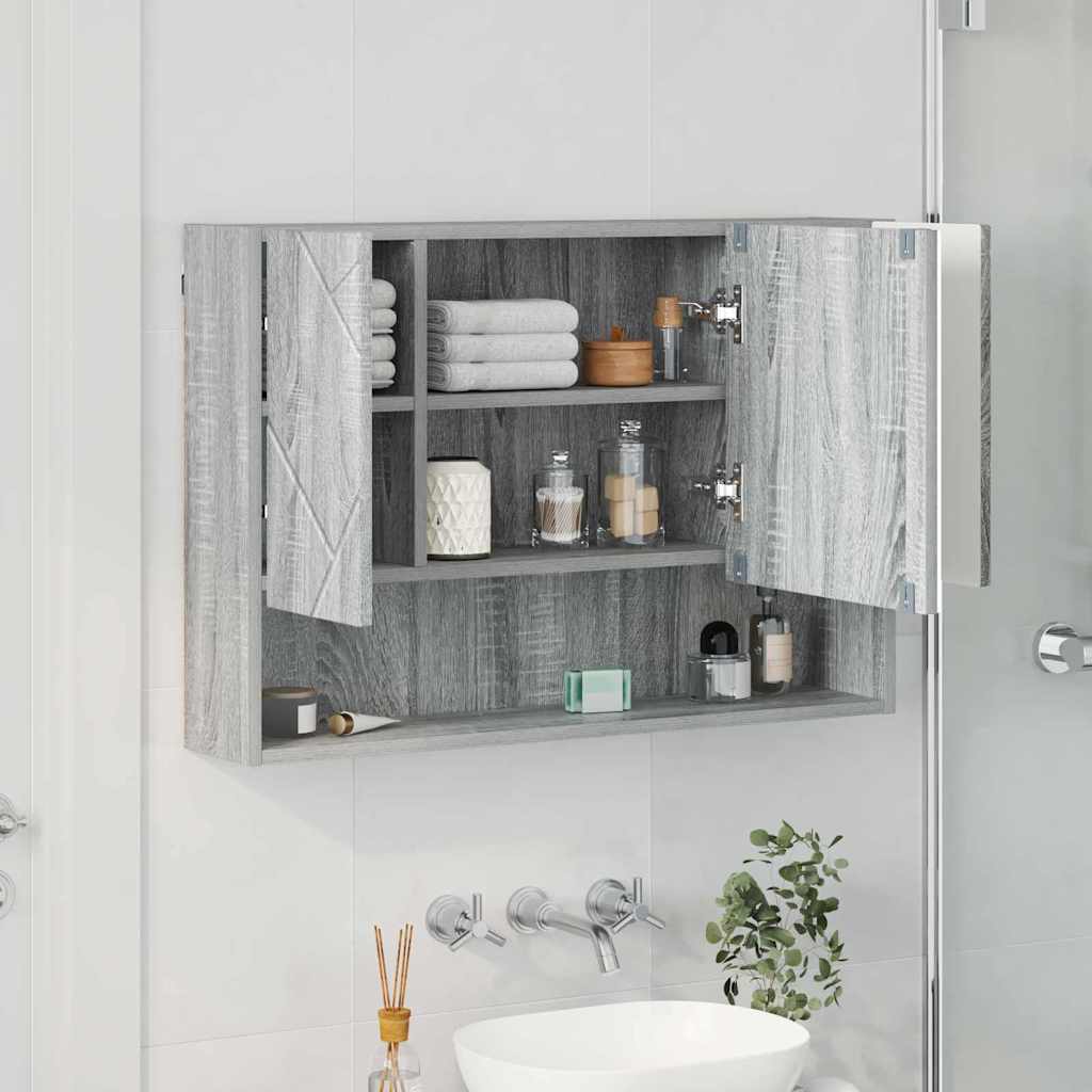 Mobiletto per specchio da bagno Grigio sonoma 80 x 17 x 55 cm 883360