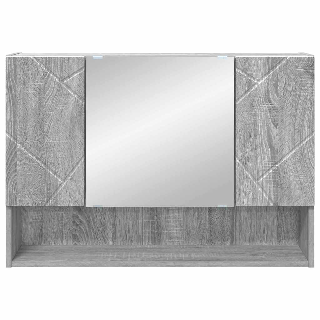 Mobiletto per specchio con porta-Armadietto a Specchio da Bagno Grigio Sonoma 80 x 17 x 55 cm