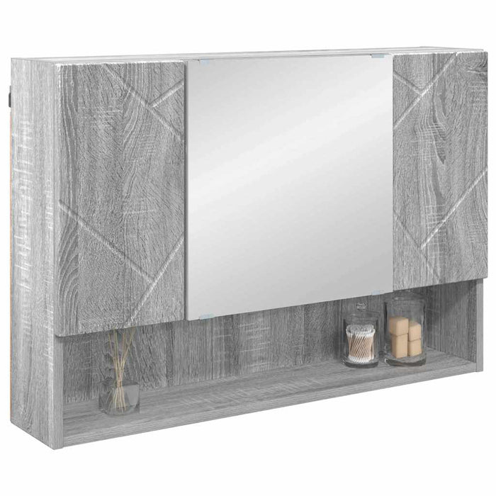 Mobiletto per specchio con porta-Armadietto a Specchio da Bagno Grigio Sonoma 80 x 17 x 55 cm