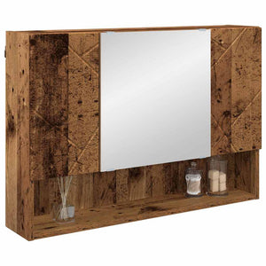 Mobiletto per specchio con porta-Armadietto a Specchio da Bagno Legno vecchio 80 x 17 x 55 cm