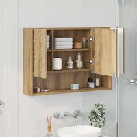 Mobiletto per specchio da bagno con porta rovere artigianale 883363