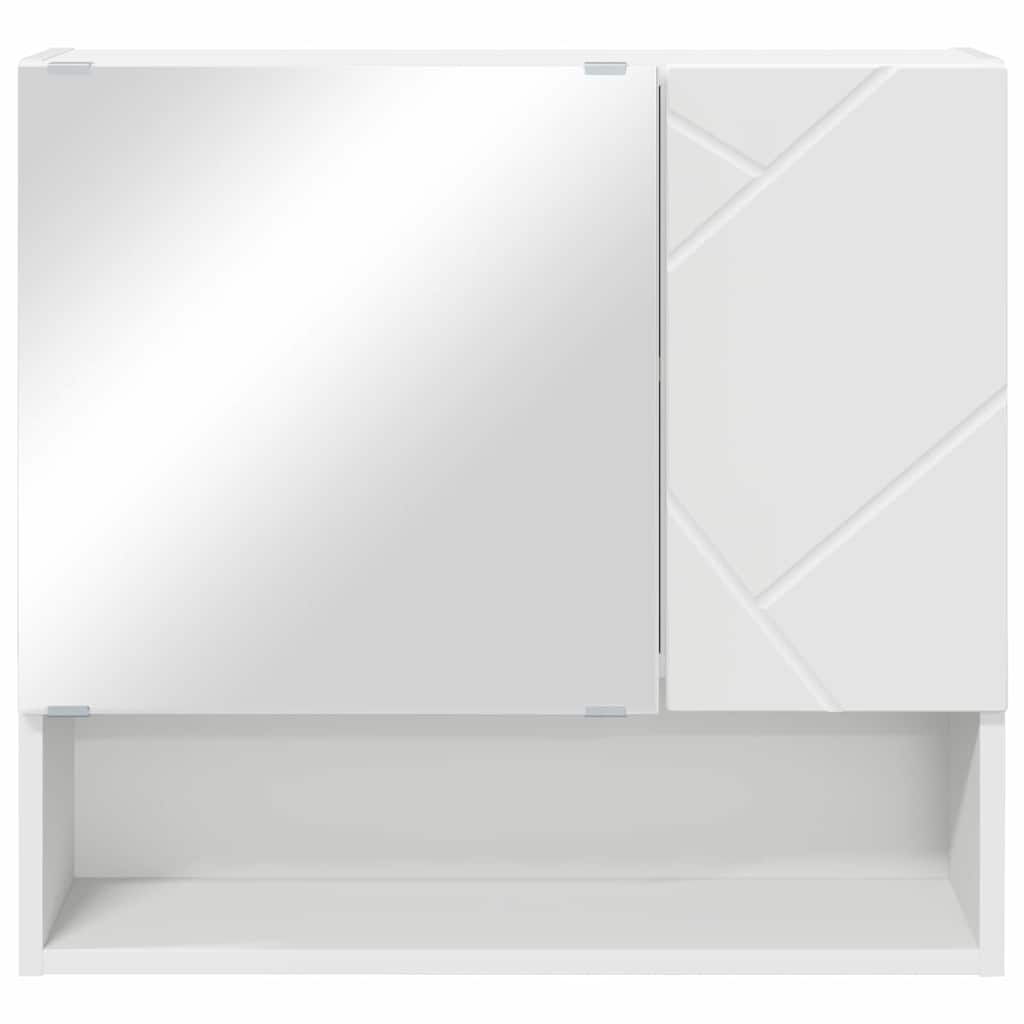 Mobiletto per specchio-Armadietto a Specchio da Bagno Bianco 59 x 17 x 55 cm Legno multistrato