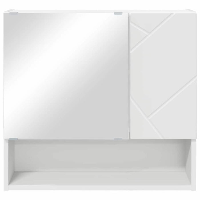 Mobiletto per specchio-Armadietto a Specchio da Bagno Bianco 59 x 17 x 55 cm Legno multistrato