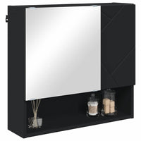 Mobiletto per specchio-Mensola con Specchio Nero 59 x 17 x 55 cm Legno multistrato