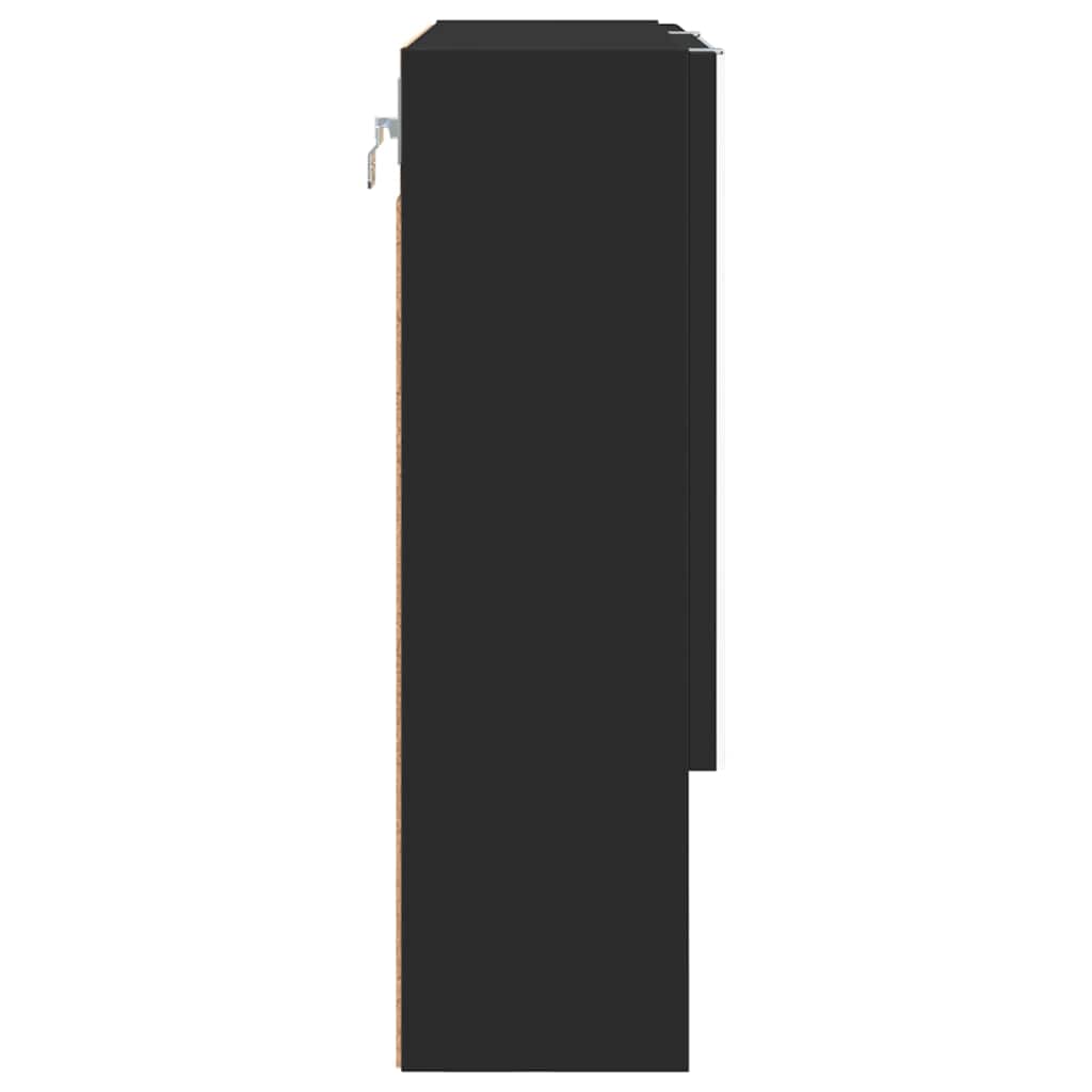 Mobiletto per specchio-Mensola con Specchio Nero 59 x 17 x 55 cm Legno multistrato