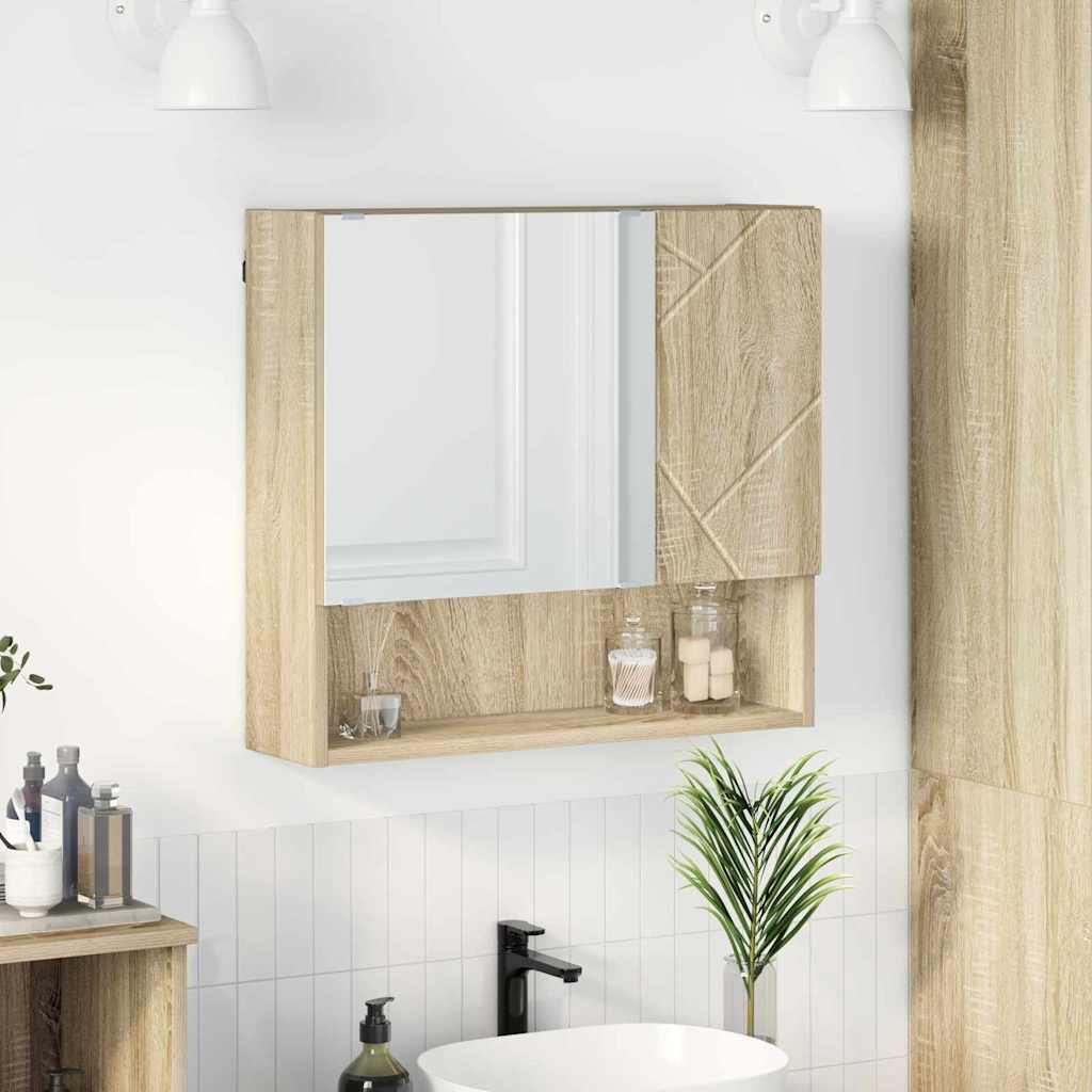 Mobiletto per specchio con porta-Armadietto a Specchio da Bagno Rovere Sonoma 59 x 17 x 55 cm