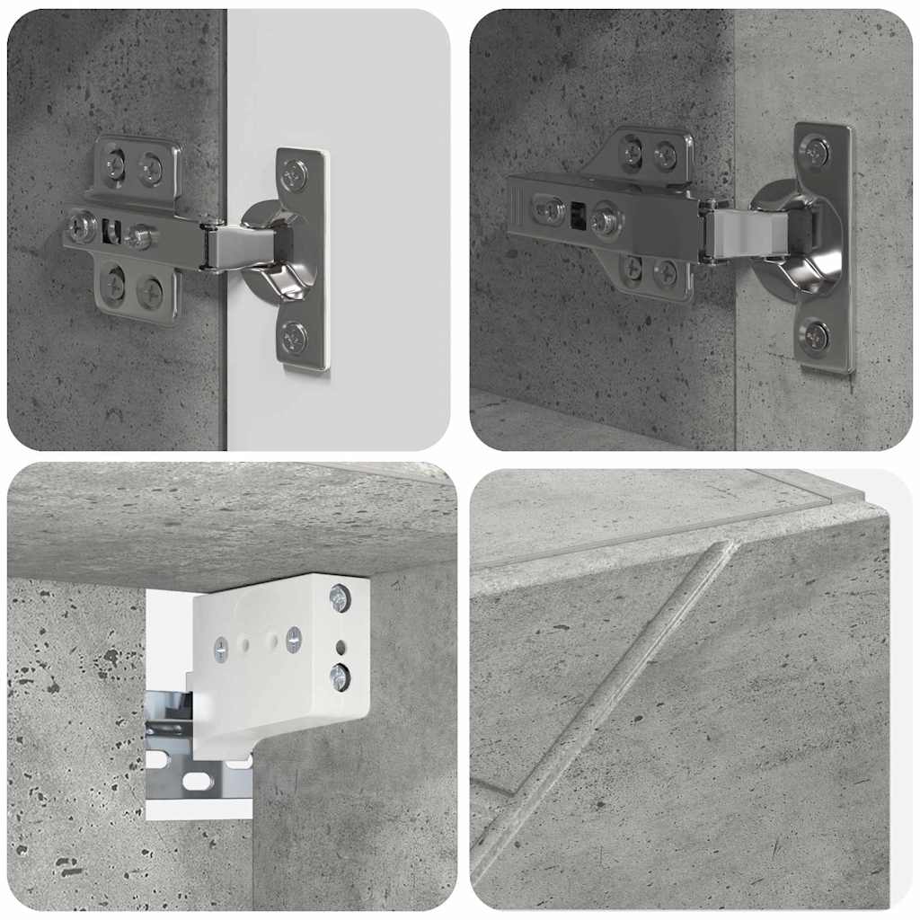 Mobiletto per specchio con porta-Armadietto a Specchio da Bagno Grigio cemento 59 x 17 x 55 cm