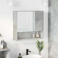 Mobiletto per specchio con porta-Armadietto a Specchio da Bagno Grigio cemento 59 x 17 x 55 cm