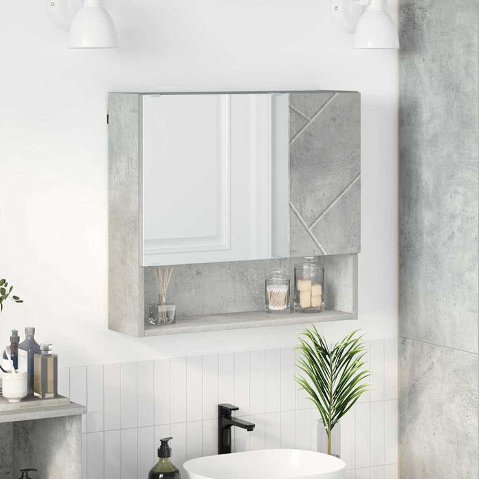 Mobiletto per specchio con porta-Armadietto a Specchio da Bagno Grigio cemento 59 x 17 x 55 cm