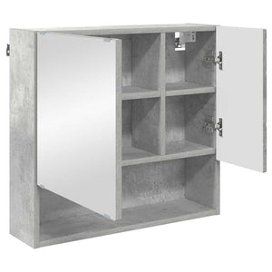 Mobiletto per specchio con porta-Armadietto a Specchio da Bagno Grigio cemento 59 x 17 x 55 cm