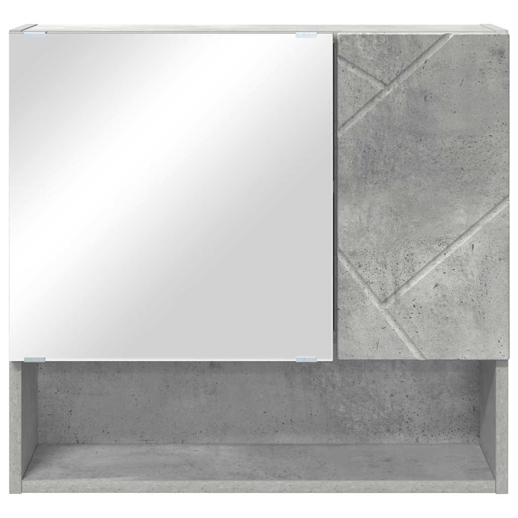 Mobiletto per specchio con porta-Armadietto a Specchio da Bagno Grigio cemento 59 x 17 x 55 cm