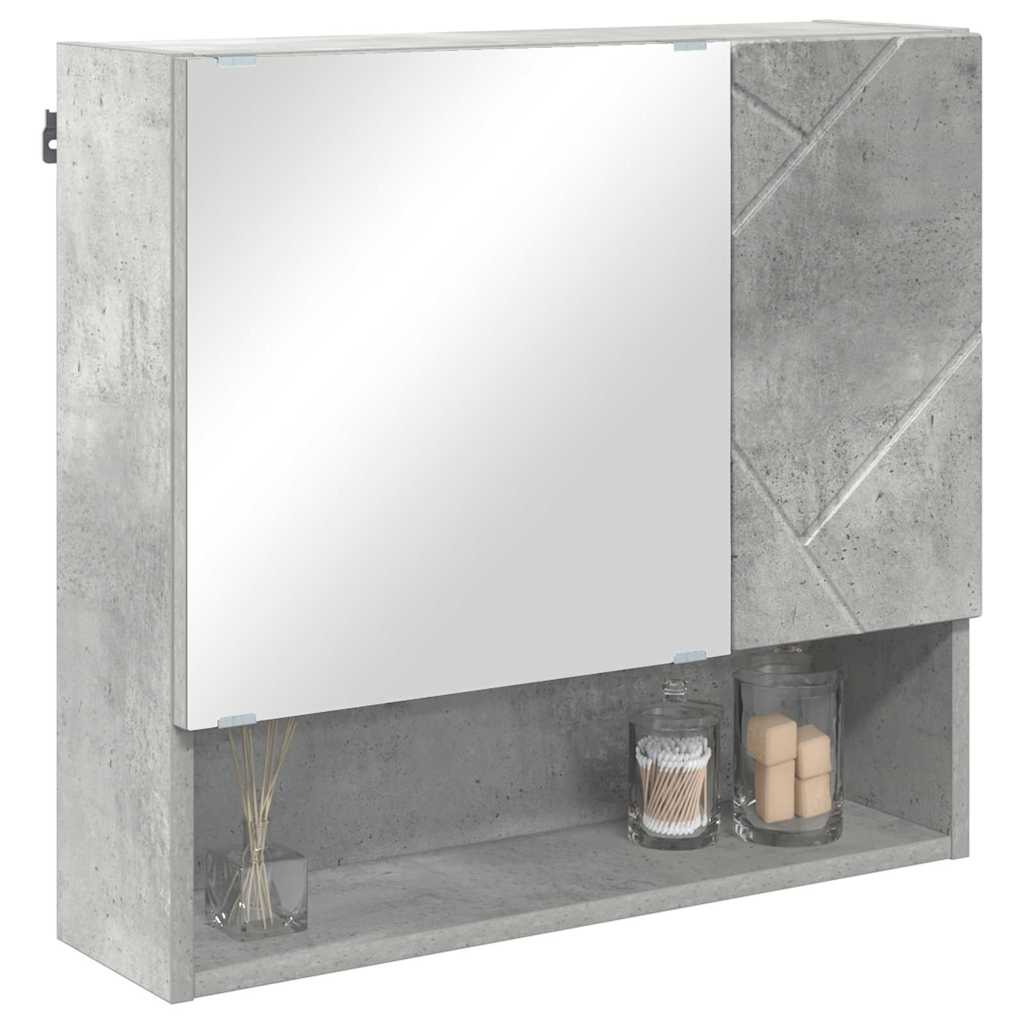 Mobiletto per specchio con porta-Armadietto a Specchio da Bagno Grigio cemento 59 x 17 x 55 cm