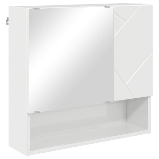 Mobiletto per specchio con porta-Armadietto a Specchio da Bagno Bianco Lucido 59 x 17 x 55 cm