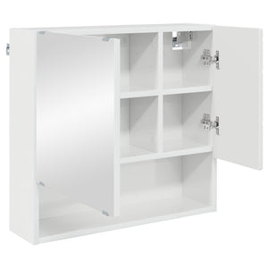 Mobiletto per specchio con porta-Armadietto a Specchio da Bagno Bianco Lucido 59 x 17 x 55 cm