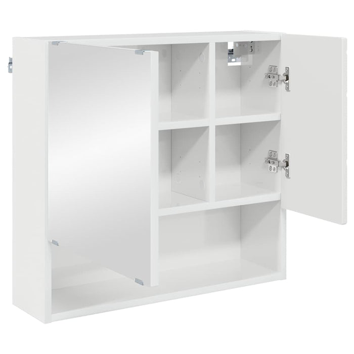 Mobiletto per specchio con porta-Armadietto a Specchio da Bagno Bianco Lucido 59 x 17 x 55 cm