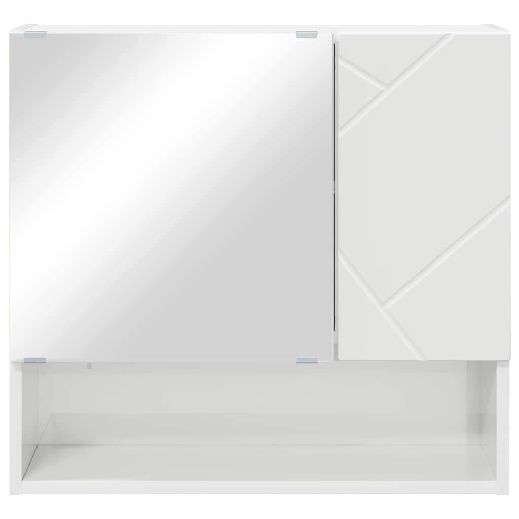 Mobiletto per specchio con porta-Armadietto a Specchio da Bagno Bianco Lucido 59 x 17 x 55 cm
