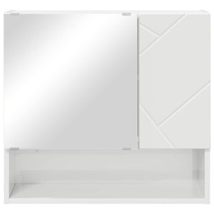 Mobiletto per specchio con porta-Armadietto a Specchio da Bagno Bianco Lucido 59 x 17 x 55 cm