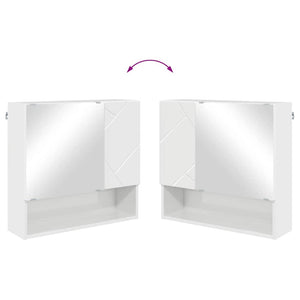 Mobiletto per specchio con porta Bianco lucido 59 x 17 x 55 cm 883368