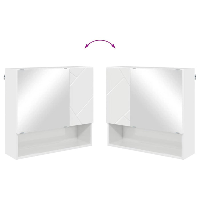 Mobiletto per specchio con porta Bianco lucido 59 x 17 x 55 cm 883368