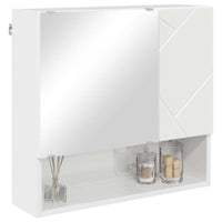 Mobiletto per specchio con porta-Armadietto a Specchio da Bagno Bianco Lucido 59 x 17 x 55 cm