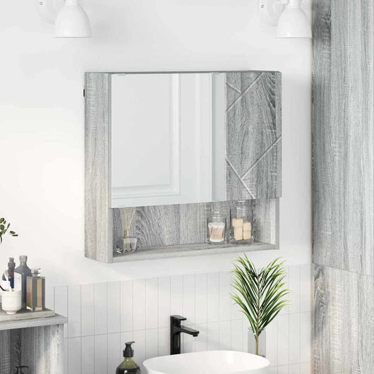 Mobiletto per specchio con porta-Armadietto a Specchio da Bagno Grigio Sonoma 59 x 17 x 55 cm