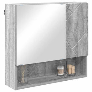Mobiletto per specchio con porta-Armadietto a Specchio da Bagno Grigio Sonoma 59 x 17 x 55 cm