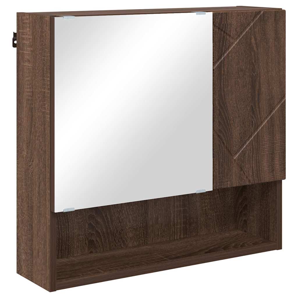 Mobiletto per specchio con porta-Armadietto a Specchio da Bagno Rovere Marrone 59 x 17 x 55 cm