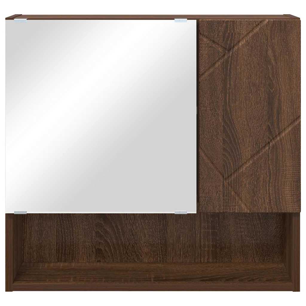 Mobiletto per specchio con porta-Armadietto a Specchio da Bagno Rovere Marrone 59 x 17 x 55 cm
