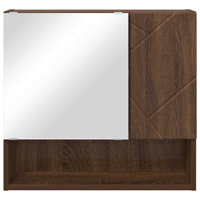 Mobiletto per specchio con porta-Armadietto a Specchio da Bagno Rovere Marrone 59 x 17 x 55 cm