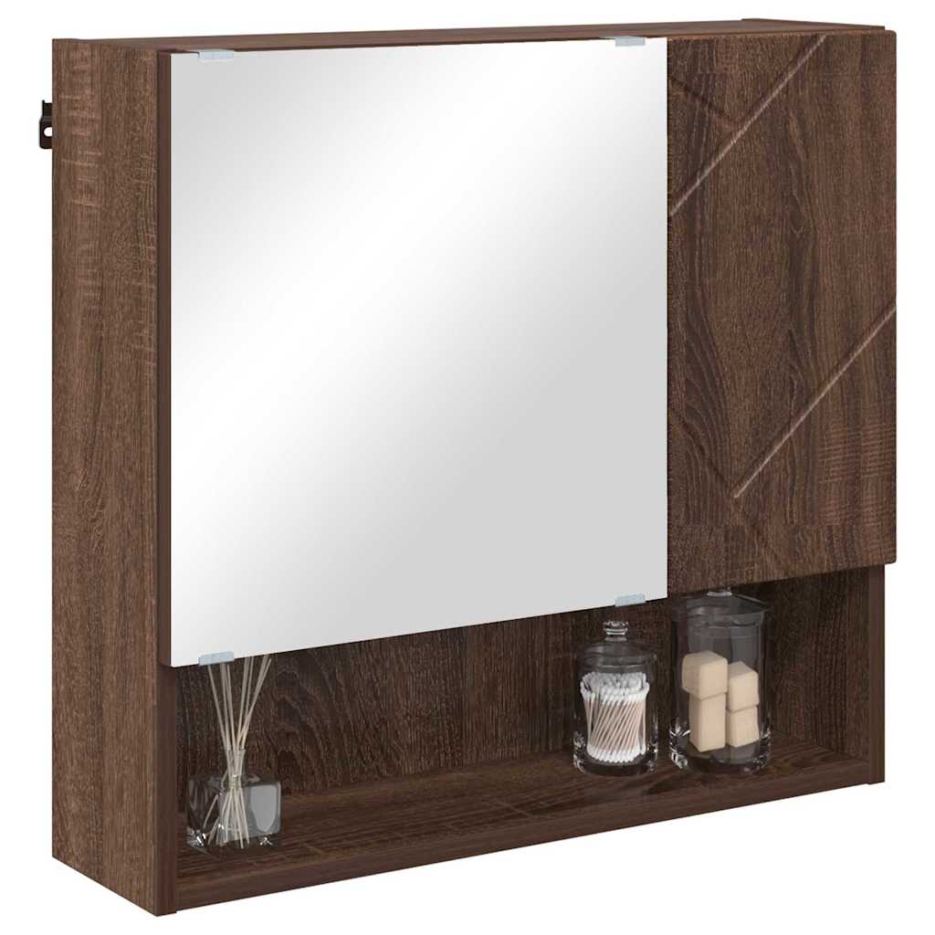 Mobiletto per specchio con porta-Armadietto a Specchio da Bagno Rovere Marrone 59 x 17 x 55 cm