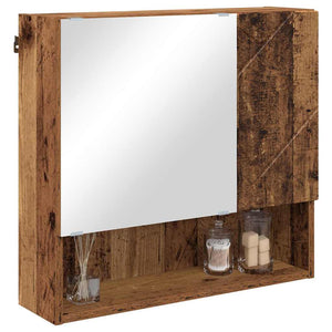 Mobiletto per specchio con porta-Armadietto a Specchio da Bagno Legno vecchio 59 x 17 x 55 cm