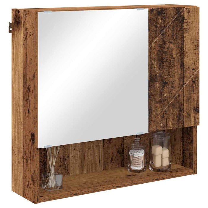 Mobiletto per specchio con porta-Armadietto a Specchio da Bagno Legno vecchio 59 x 17 x 55 cm
