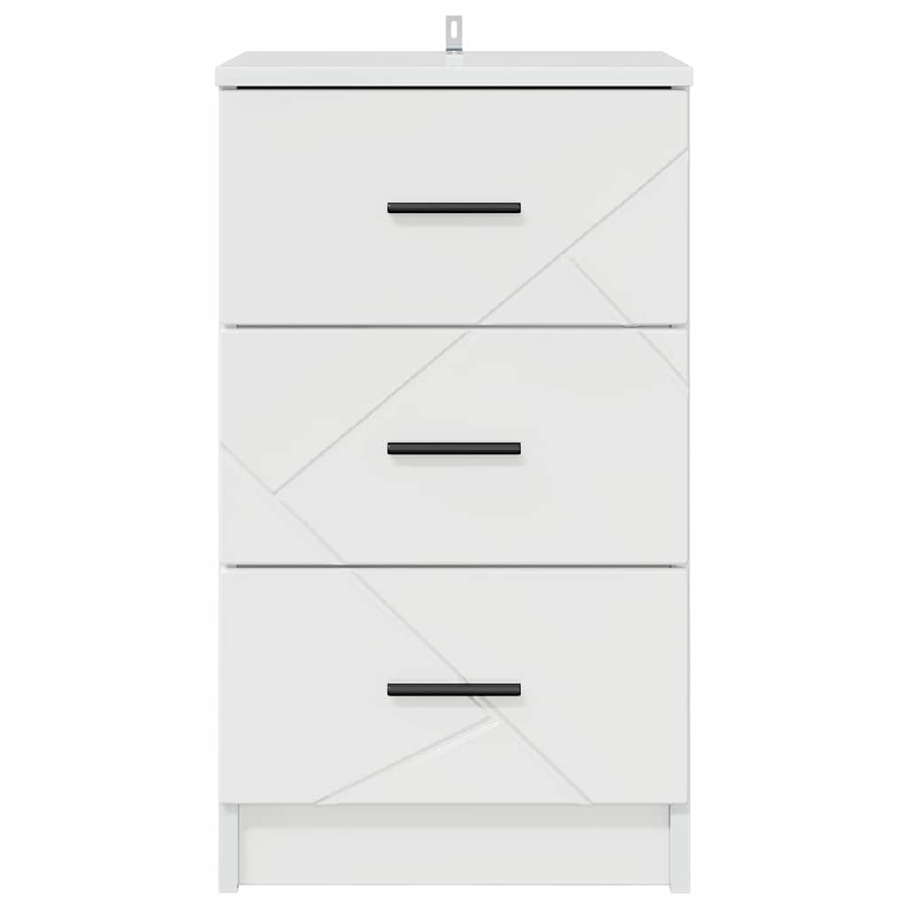 Armadio da Notte con cassetto Bianco lucido 38 x 38 x 66 cm 883378