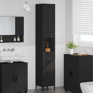 Mobiletto bagno alto Nero 31.5 x 33 x 190 cm Legno multistrato 883405