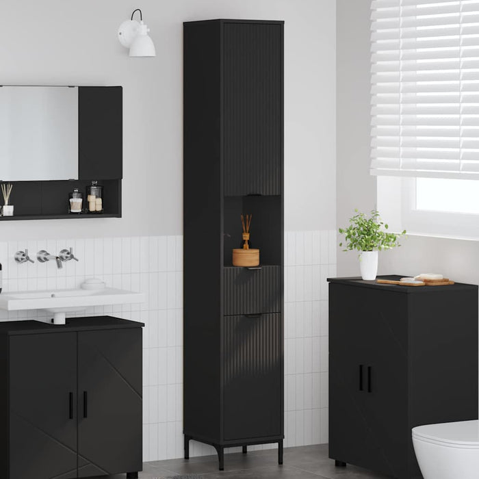 Mobiletto bagno alto Nero 31.5 x 33 x 190 cm Legno multistrato 883405