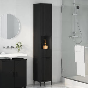 Mobiletto bagno alto Nero 31.5 x 33 x 190 cm Legno multistrato 883405