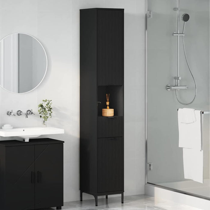 Mobiletto bagno alto Nero 31.5 x 33 x 190 cm Legno multistrato 883405