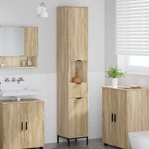 Mobiletto bagno alto con porta rovere sonoma 31.5 x 33 x 190 cm 883406