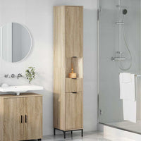 Mobiletto bagno alto con porta rovere sonoma 31.5 x 33 x 190 cm 883406