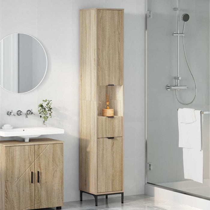 Mobiletto bagno alto con porta rovere sonoma 31.5 x 33 x 190 cm 883406