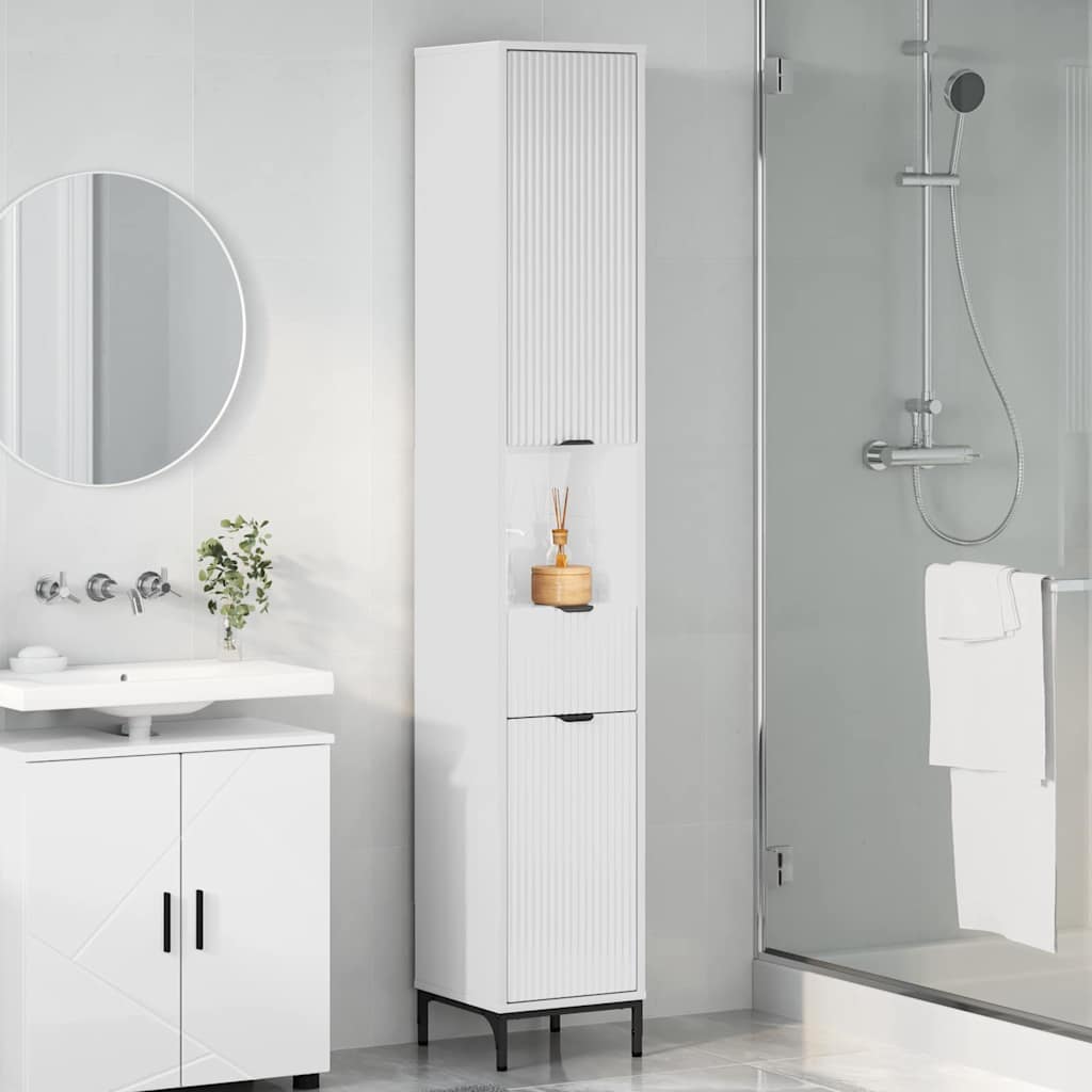 Mobiletto bagno alto con porta Bianco lucido 31.5 x 33 x 190 cm 883408