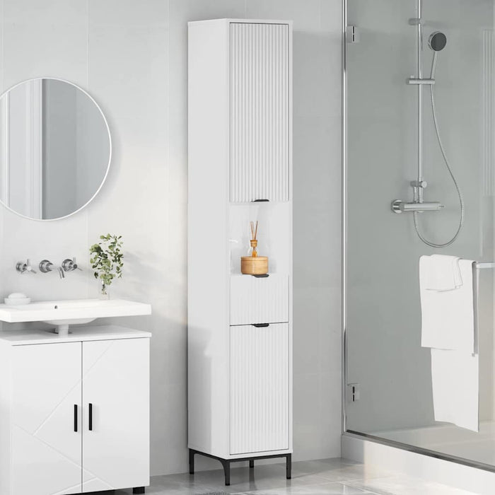 Mobiletto bagno alto con porta Bianco lucido 31.5 x 33 x 190 cm 883408