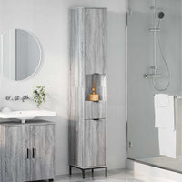 Mobiletto bagno alto con porta Grigio sonoma 31.5 x 33 x 190 cm 883410