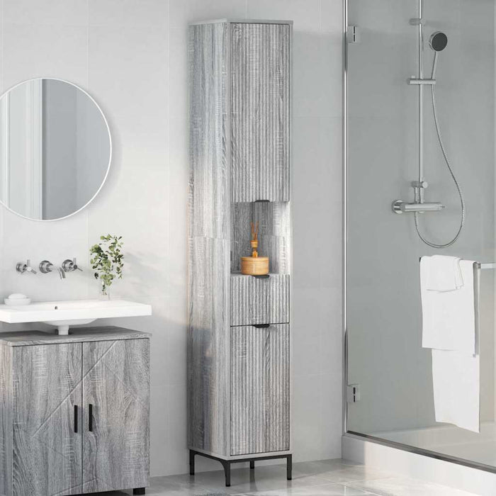 Mobiletto bagno alto con porta Grigio sonoma 31.5 x 33 x 190 cm 883410