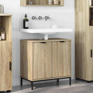 Armadio per Lavabo da Bagno-Armadietto da bagno-Mobiletto da bagno Rovere Sonoma 60,5 x 33,5 x 61 cm