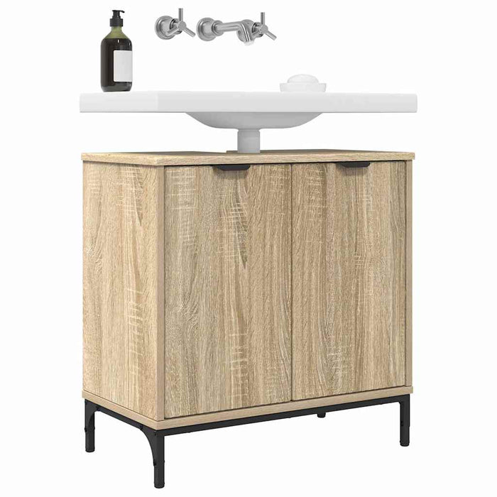 Armadio per Lavabo da Bagno-Armadietto da bagno-Mobiletto da bagno Rovere Sonoma 60,5 x 33,5 x 61 cm