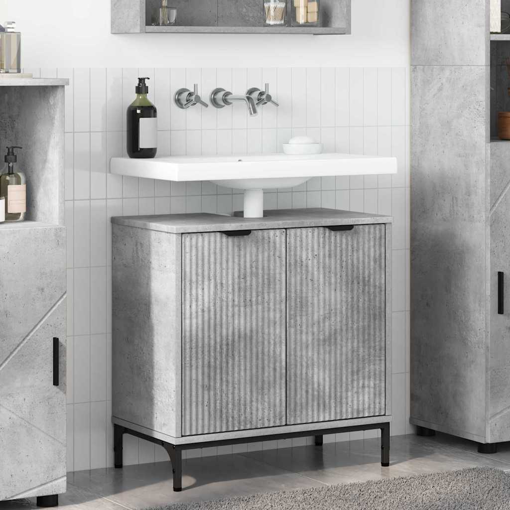 Armadio per Lavabo da Bagno-Armadietto da bagno-Mobiletto da bagno Grigio cemento 60,5 x 33,5 x 61 cm