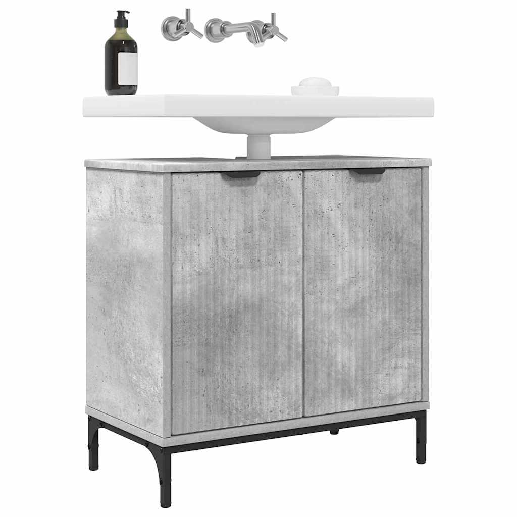 Armadio per Lavabo da Bagno-Armadietto da bagno-Mobiletto da bagno Grigio cemento 60,5 x 33,5 x 61 cm